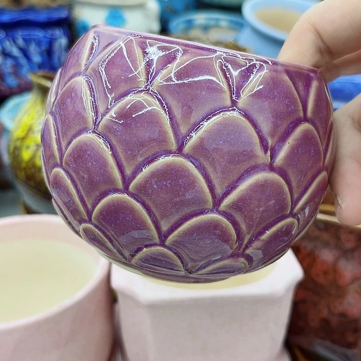 多肉綠植陶瓷花盆9.9包郵，有孔