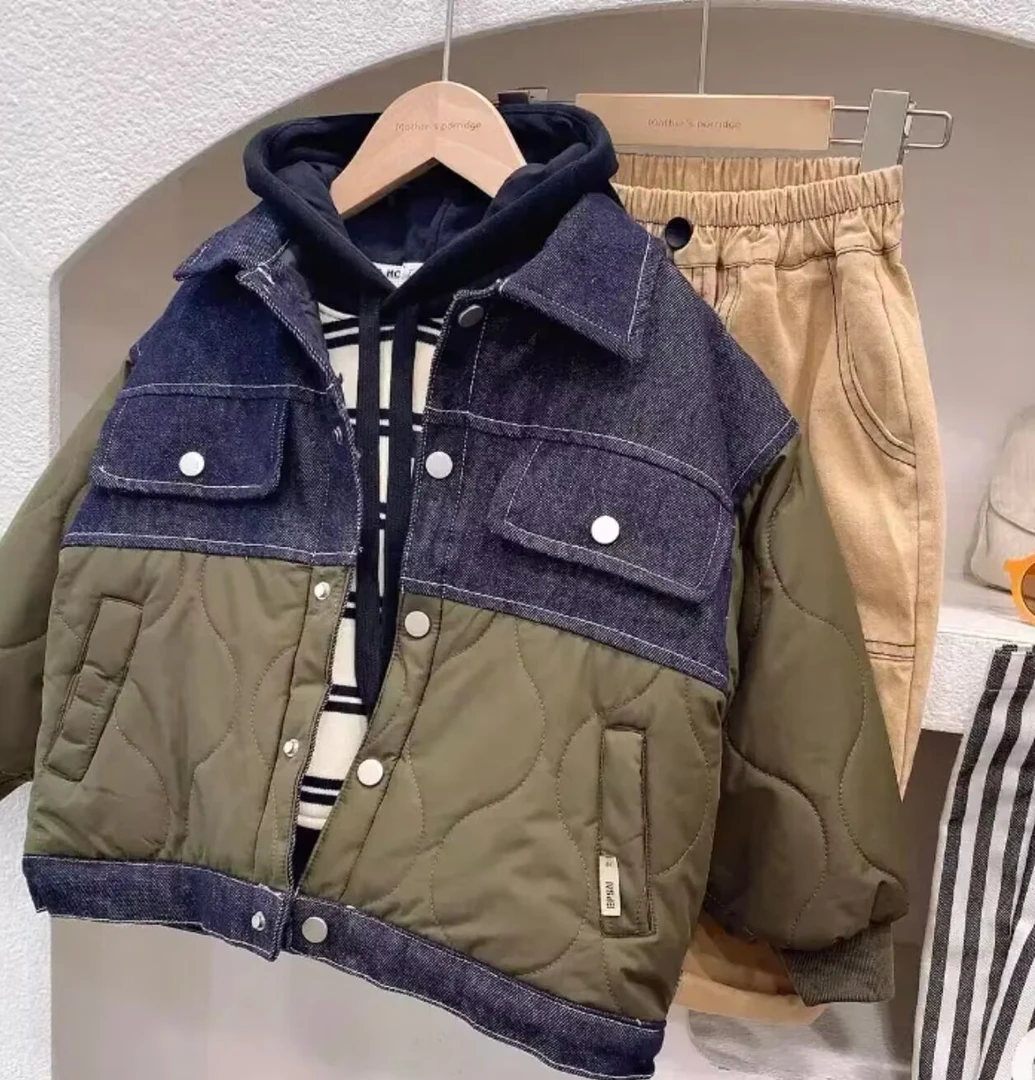 【2007】-牛仔拼接棉服