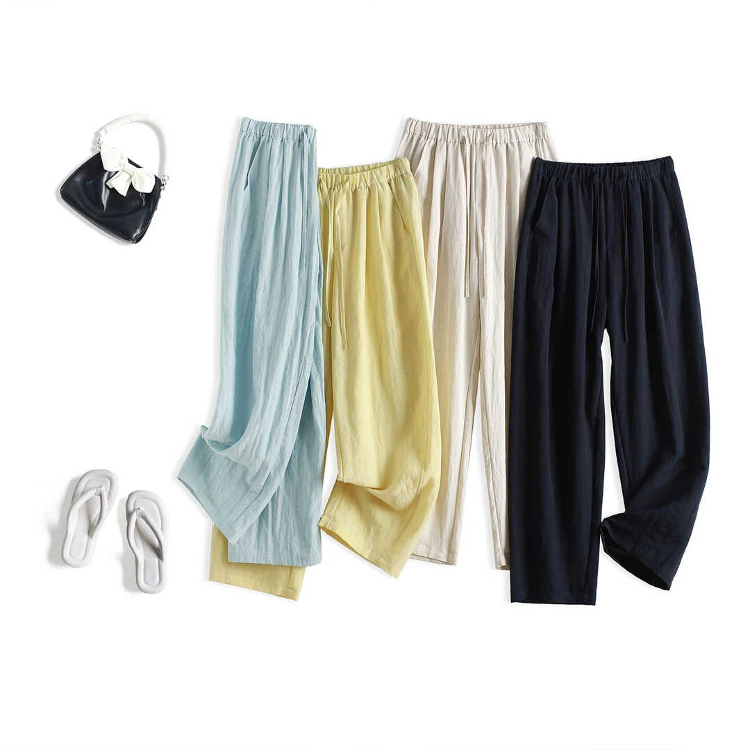 【莱赛尔亚麻哈伦裤】02GY24高腰显瘦莱赛尔亚麻裤D213