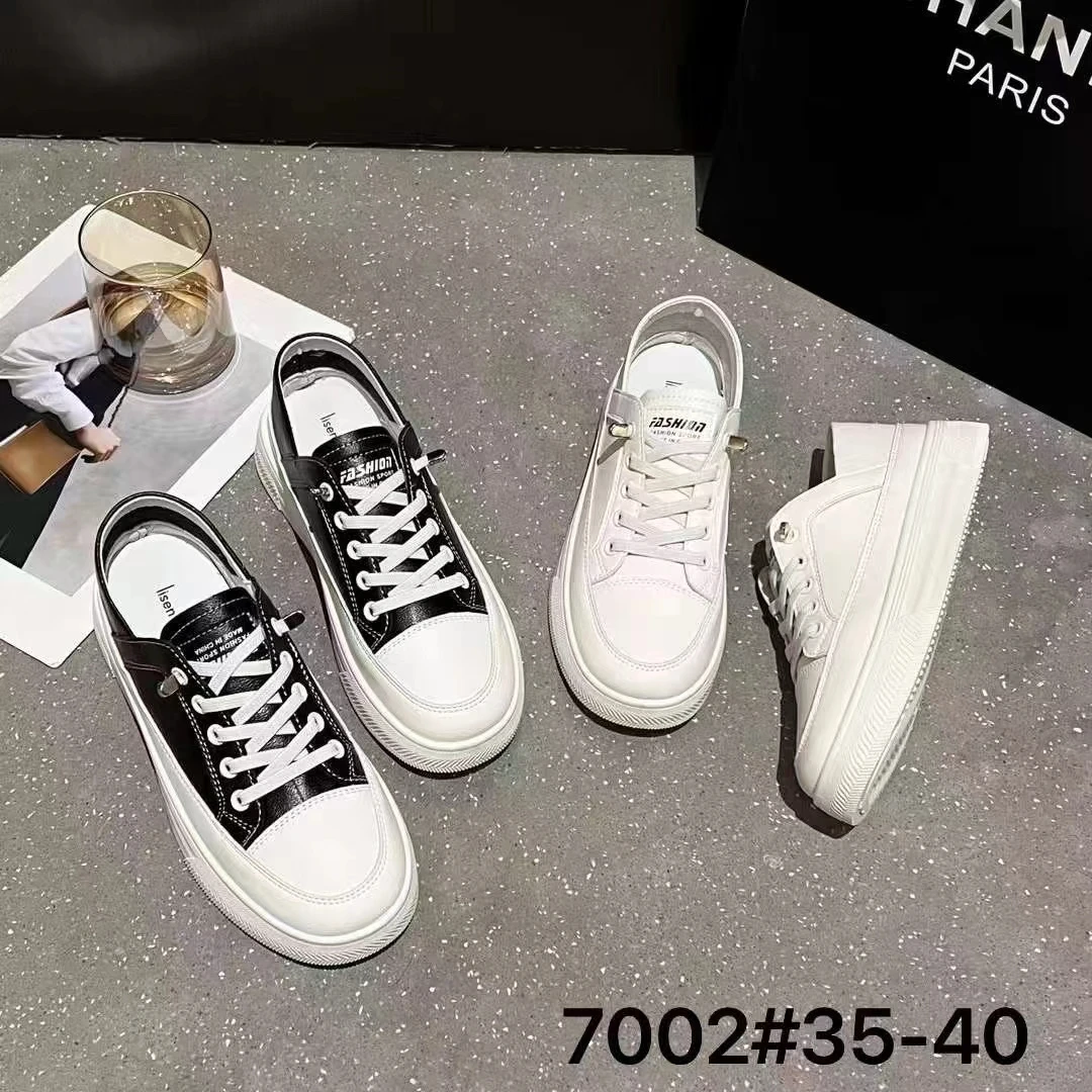 时尚踩跟懒人鞋休闲女鞋小白鞋