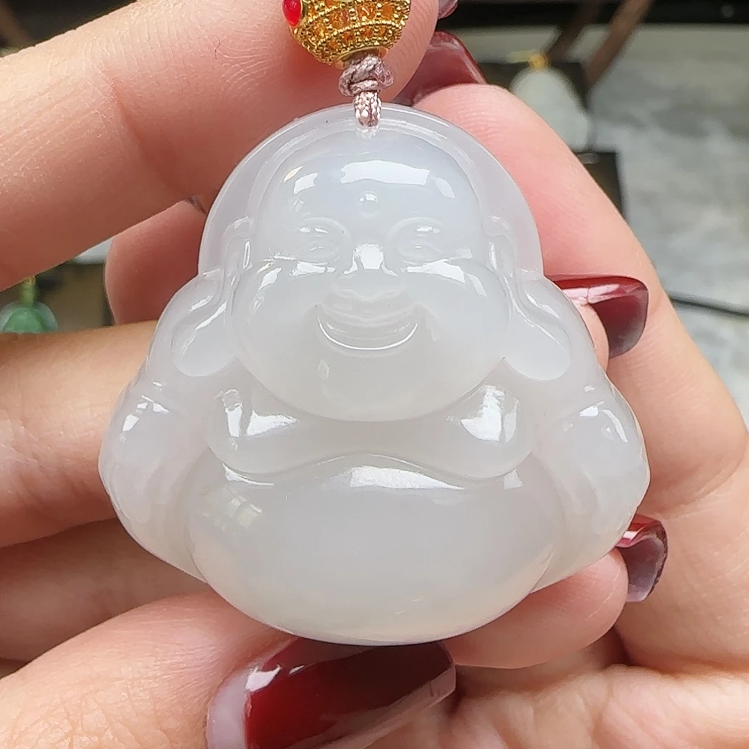 和田玉足金镶嵌吊坠(赠链)