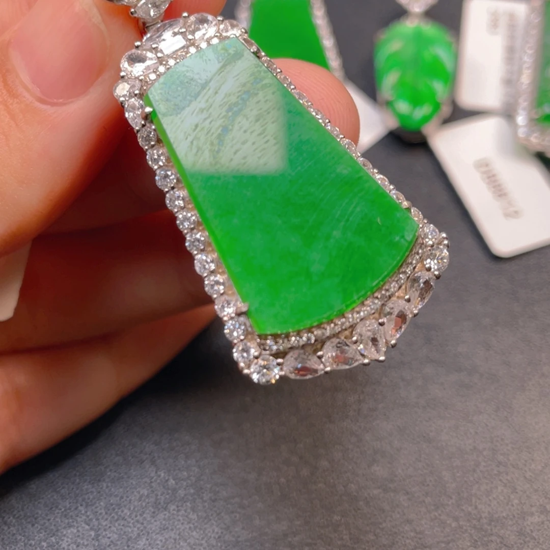 翡翠银S925镶嵌吊坠(不含链)