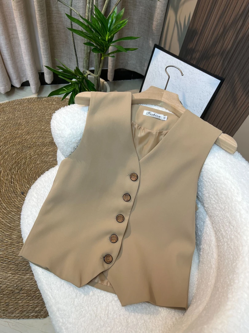 老钱风西装马甲女小背心新款修身外搭叠穿女款坎肩短款马夹