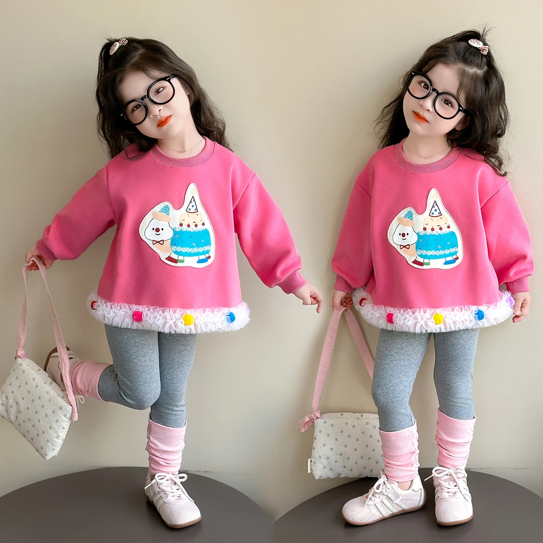 女童套装洋气甜美儿童卫衣打底裤两件套小女孩宝宝春秋装2025新款