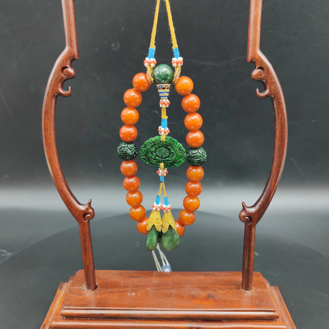 清 蜜蜡十八籽手持 挂件 75632