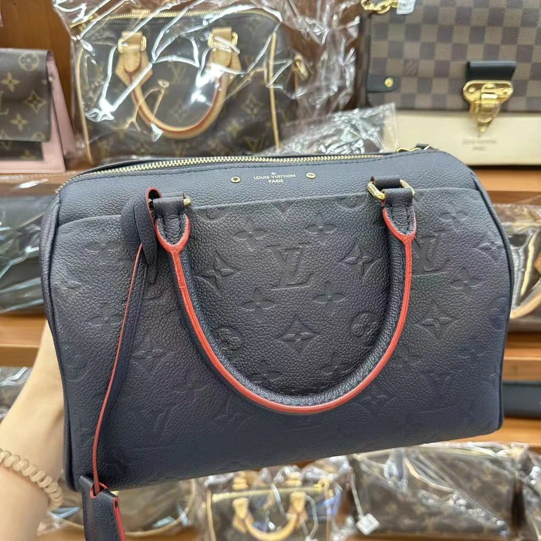 95新 LouisVuitton/路易威登 lv黑红speedy  mg  /二奢包包