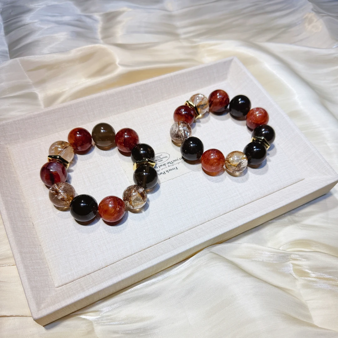 【朱砂痣】天然锦鲤胶花茶晶金箔设计款拍两单拍一单发单珠