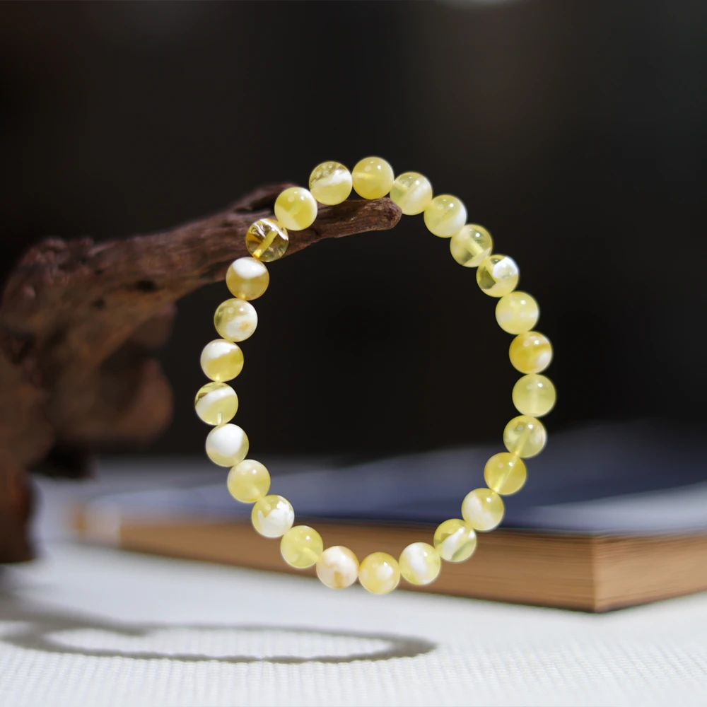 蜜蜡手串·7mm+金瓷白·多样性发一·SML2002