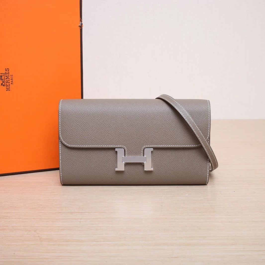 未使用 Hermes/爱马仕 珊珊专属 康康 TOGO肩带 大象灰 Ep皮 K 银