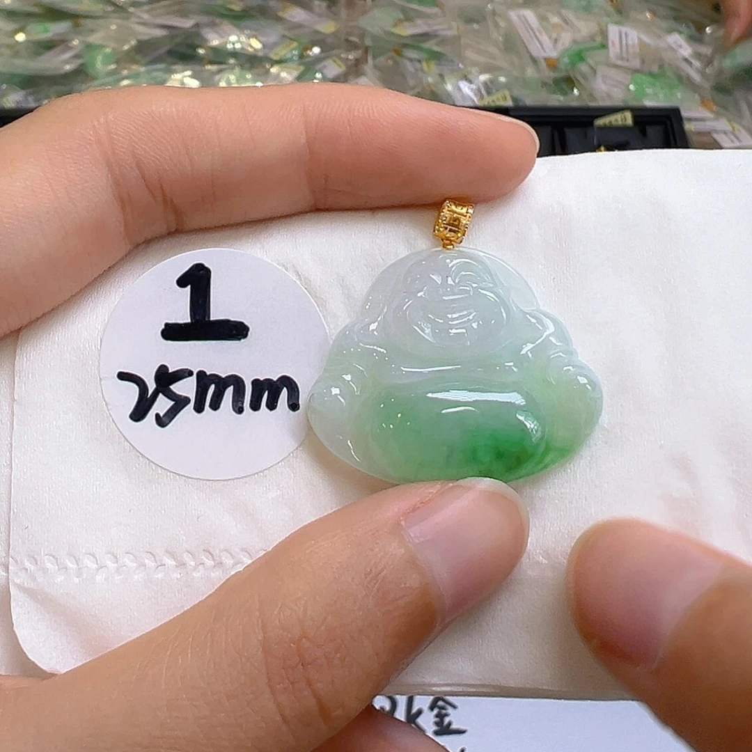 翡翠18K金镶嵌吊坠(不含链)翡翠