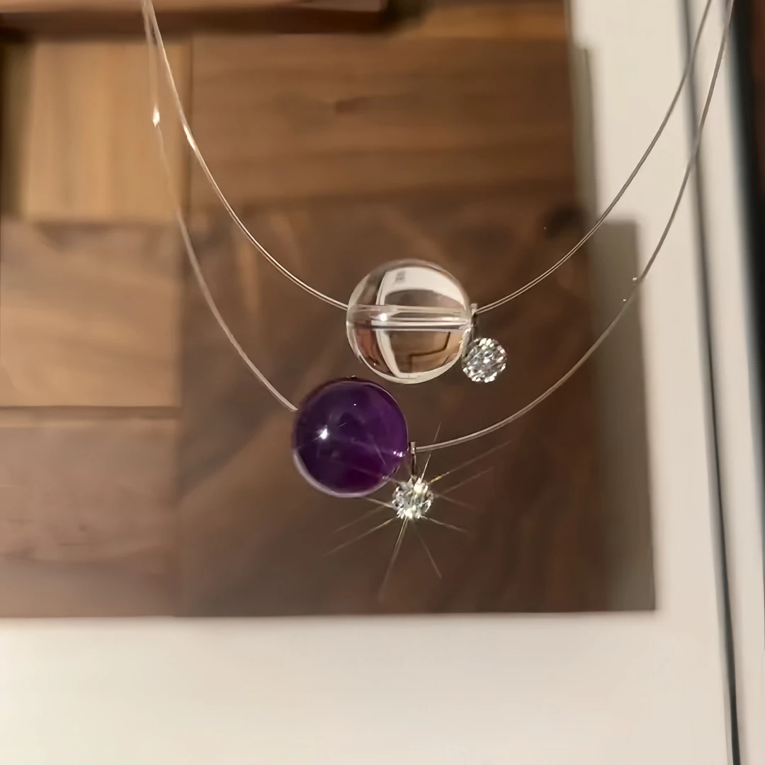 铜合金项链 人鱼之泪隐形鱼线项链轻奢小众设计高级清冷感锁骨链