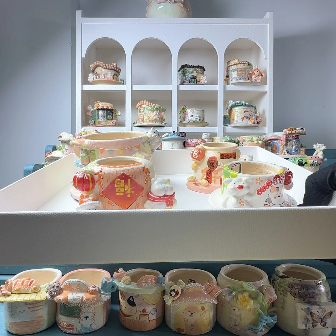 红陶多肉花盆1234