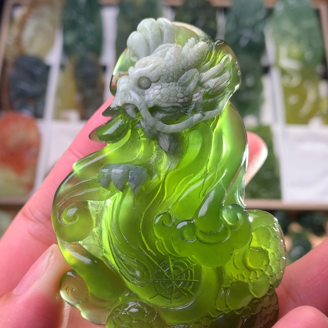 蛇纹石玉未镶嵌手把件玉龙如意