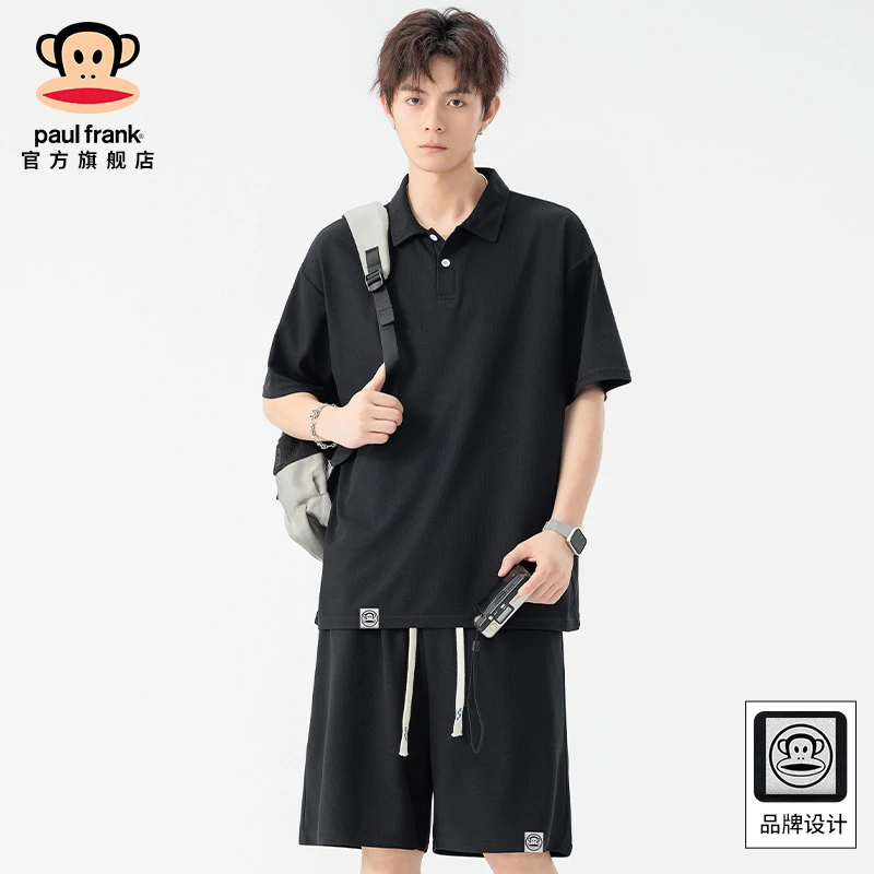 paul frank/大嘴猴日常简约短袖短裤两件套男士夏季运动休闲套装