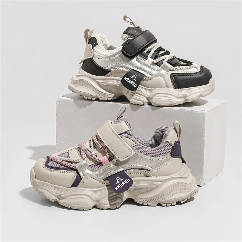 儿童老爹鞋魔术贴拼接软底时尚休闲鞋K939