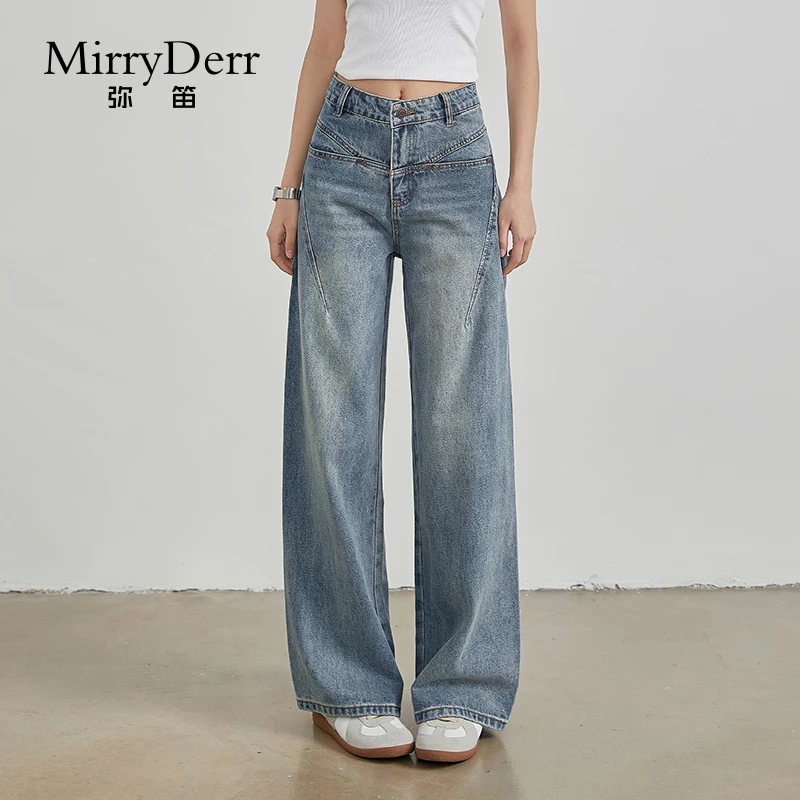 MirryDerr/弥笛潮流时尚牛仔裤女2025春夏新款垂感高腰复古直筒裤