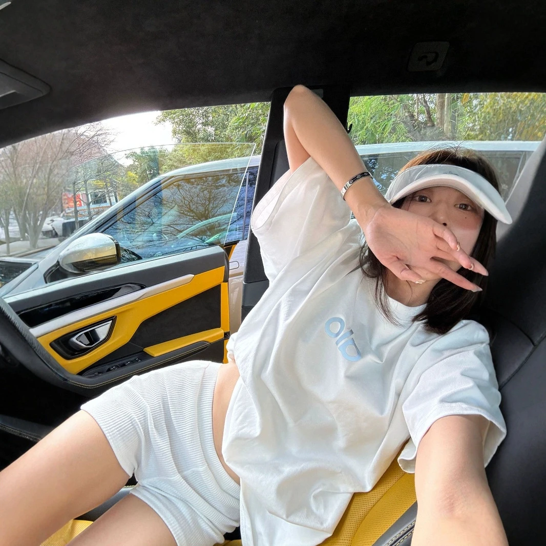 alo高版本短袖T恤2025夏季新款上衣男女同款情侣印花宽松圆领套头