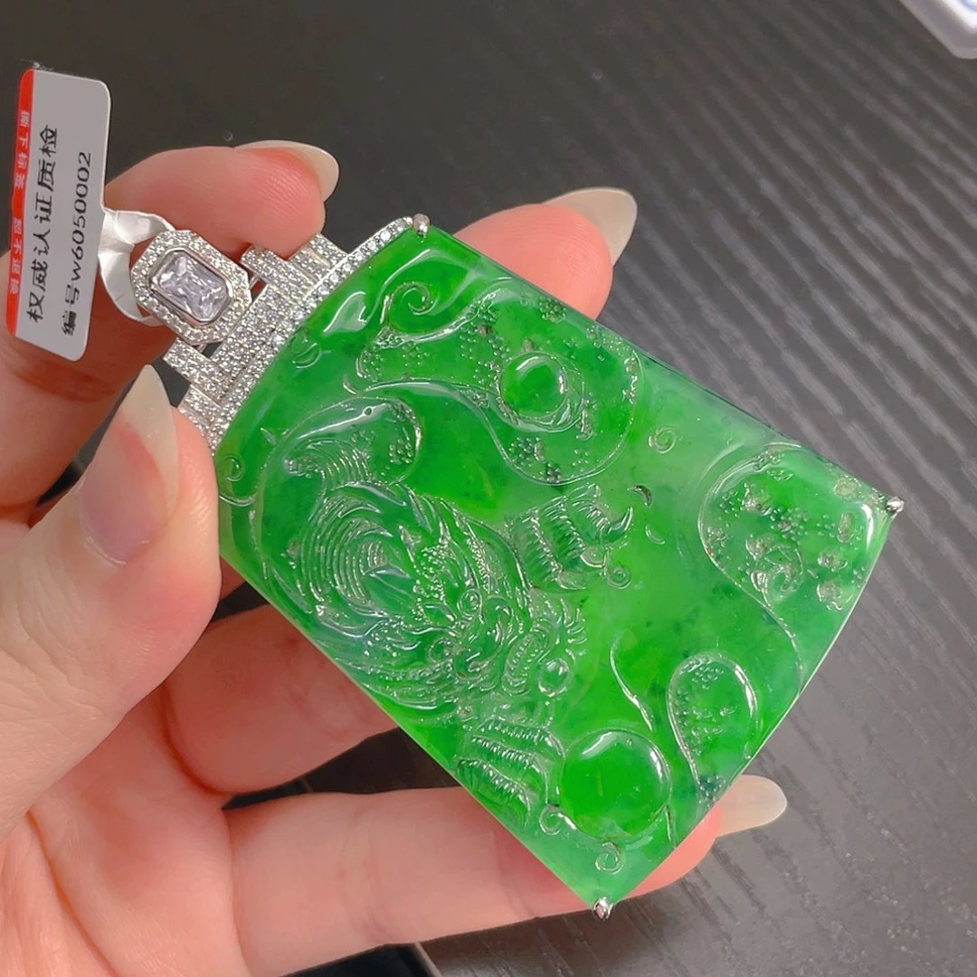 吊坠(不含链)银S925镶嵌翡翠