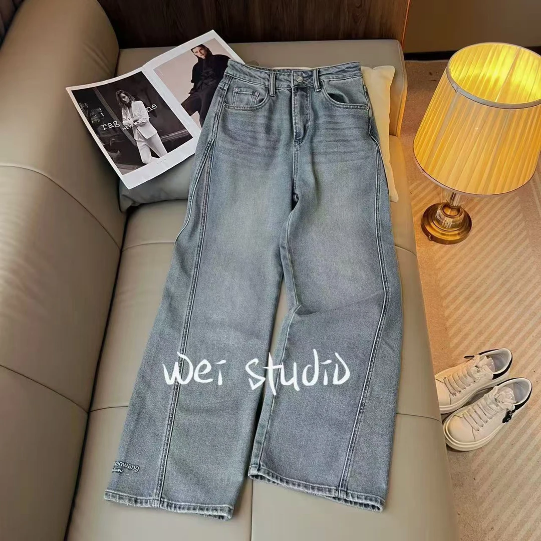【酷甜牛仔】百搭气质风宽松水洗时尚阔腿牛仔裤K1439