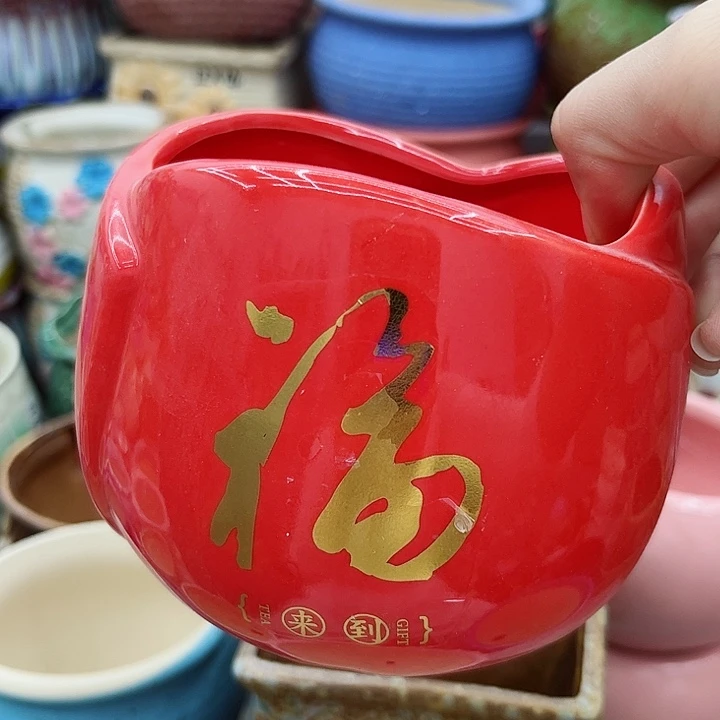 多肉绿植陶瓷花盆9.9包邮，有孔