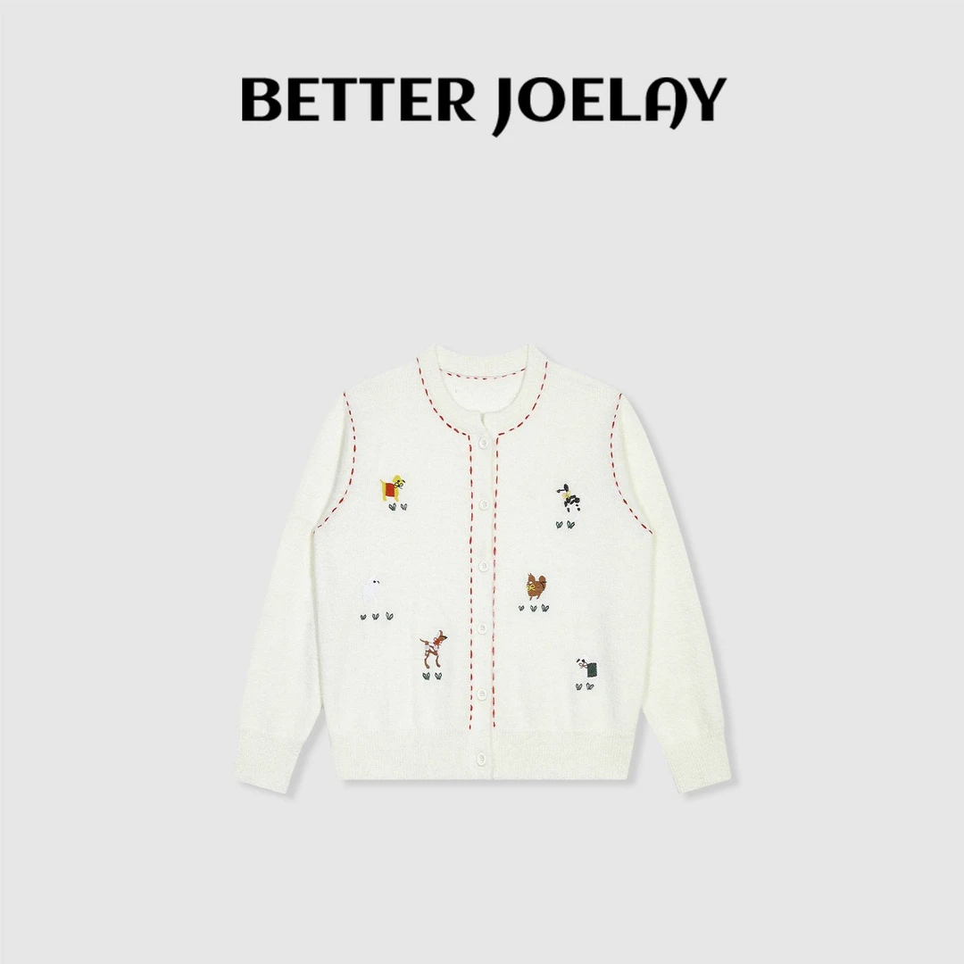 BETTER JOELAY-【萌犬乐园】羊毛简约针织开衫个性慵懒LL6033