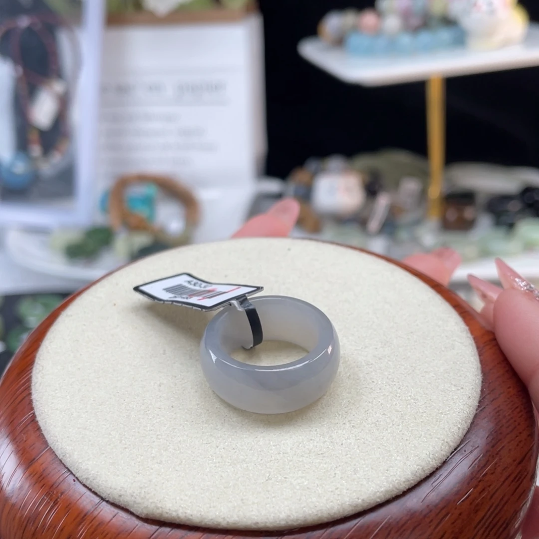 和田玉未镶嵌戒指O18冰透紫16.5