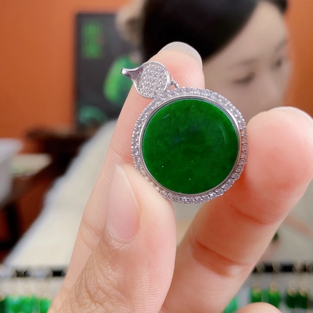 翡翠银S925镶嵌耳饰