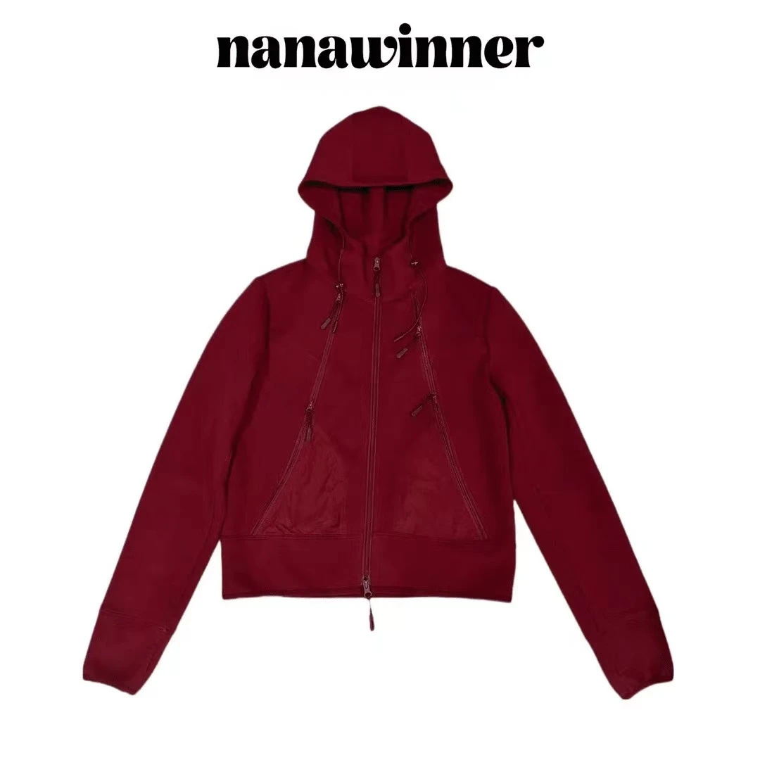 nanawinner【结构拼接外套】立体剪裁连帽拼接极简休闲拉链外套