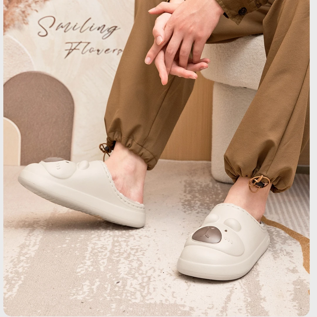 卡皮巴拉一体防水棉拖EVA超轻软高弹力防滑底保暖家居7140棉拖鞋