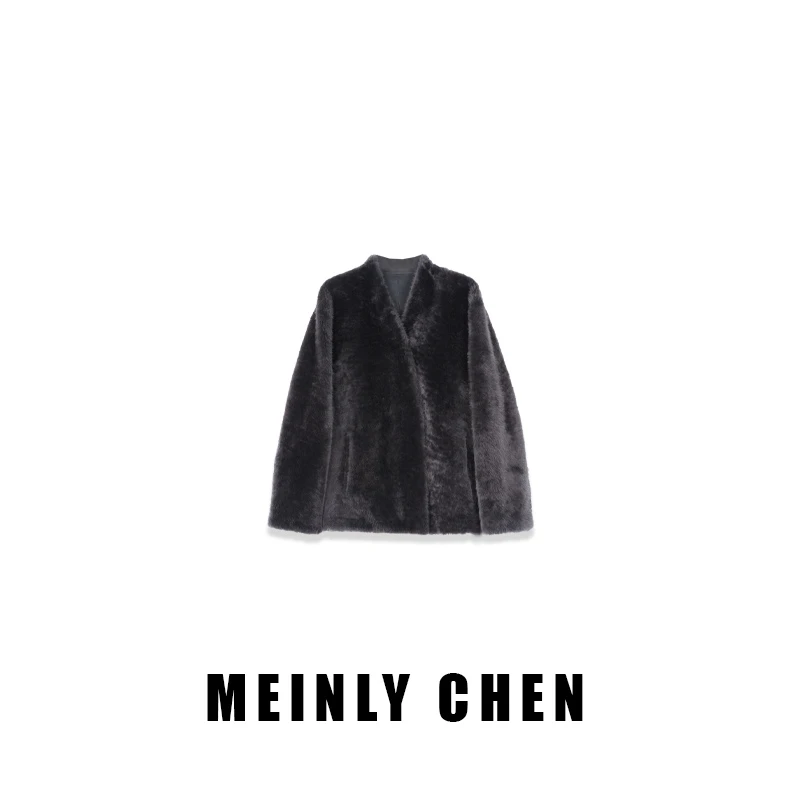 【MEINLY  CHEN】高端设计师款时尚百搭休闲气质毛皮外套8250443