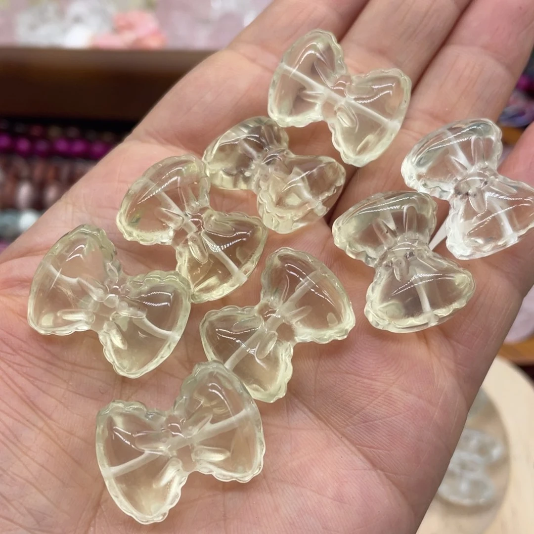 玛瑙/玉髓珠宝半成品未镶嵌黄水晶面包蝴蝶结约22-18m一颗