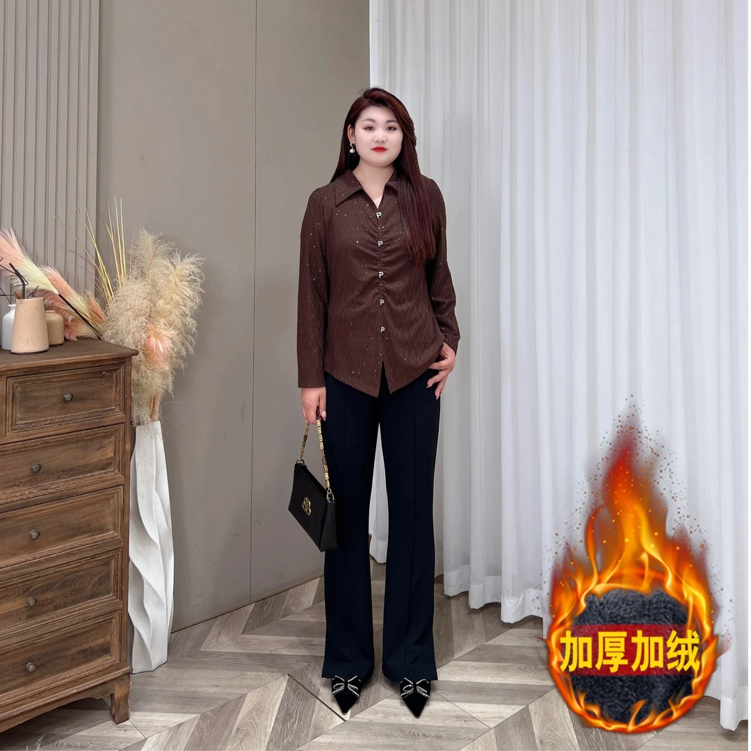 【苹果现货仅裤子】PMM81468通勤气质微喇裤女修身柔软显瘦休闲裤
