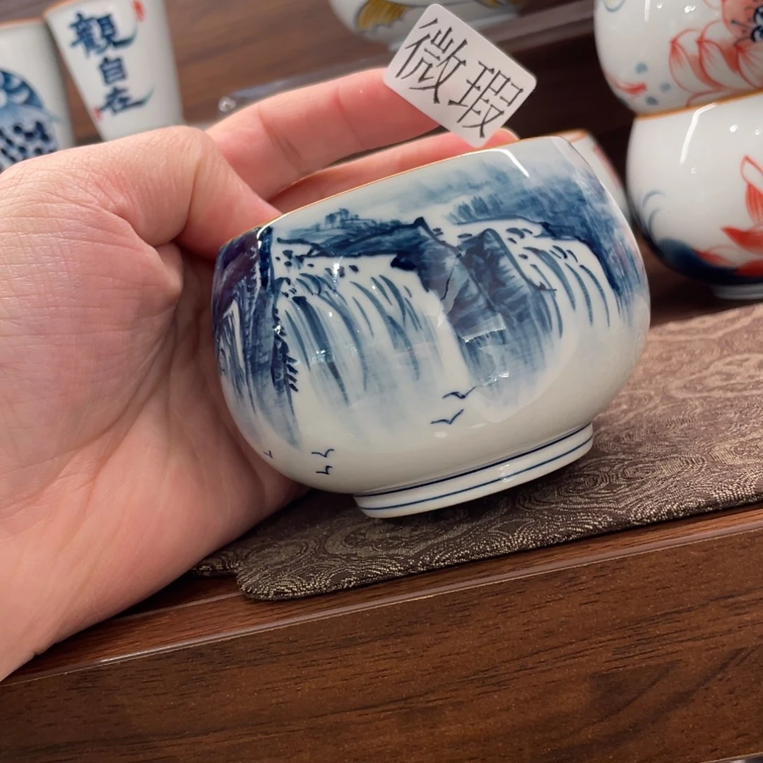 釉下手绘茶具微瑕