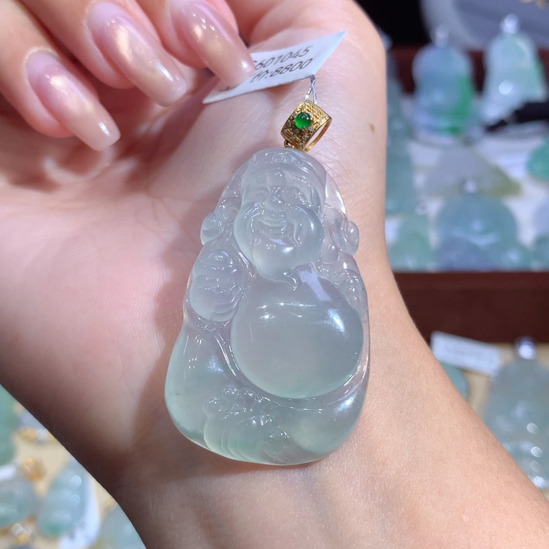 吊坠(不含链)18K金镶嵌翡翠