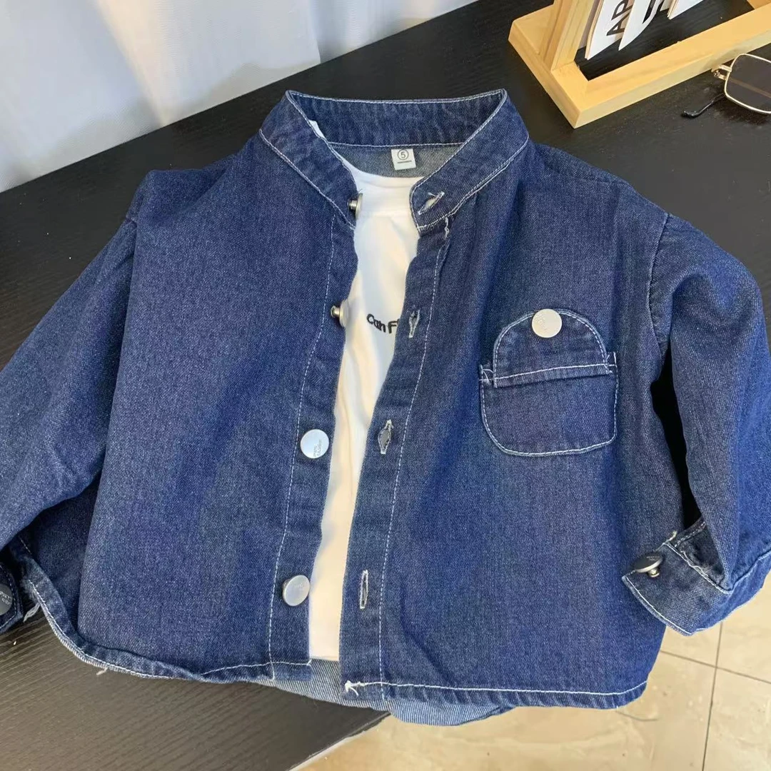 秋款原色牛仔衬衫 儿童男女宝同款 牛仔衬衫