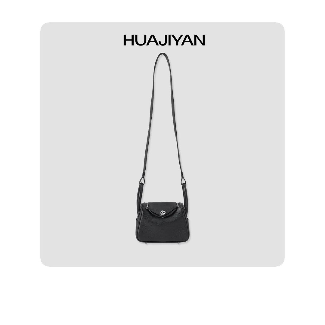 华吉言/HUAJIYAN【配饰系列】进口荔枝纹牛皮经典手缝包