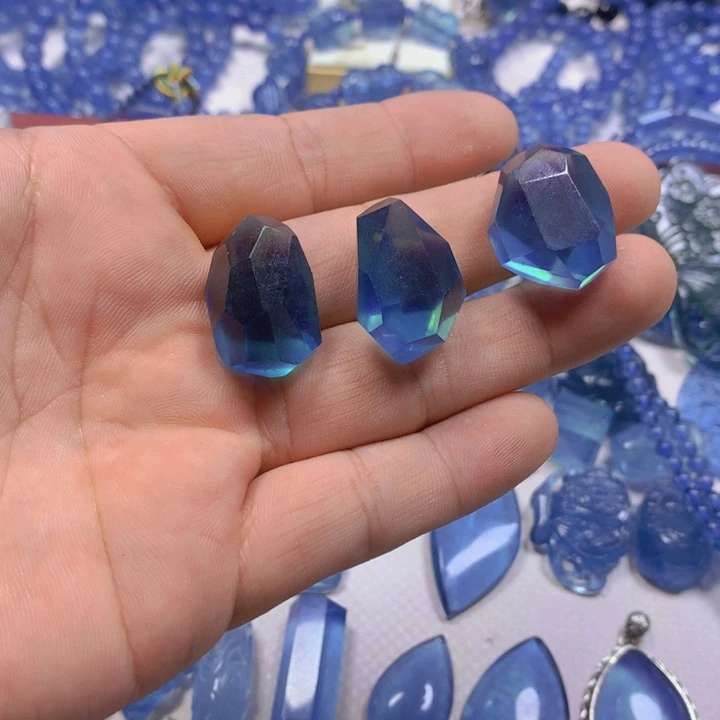 海蓝宝石颈饰银S925镶嵌贪****间