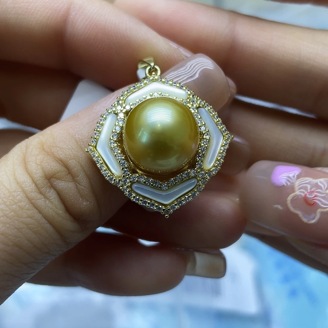 海水珍珠银S925镶嵌颈饰