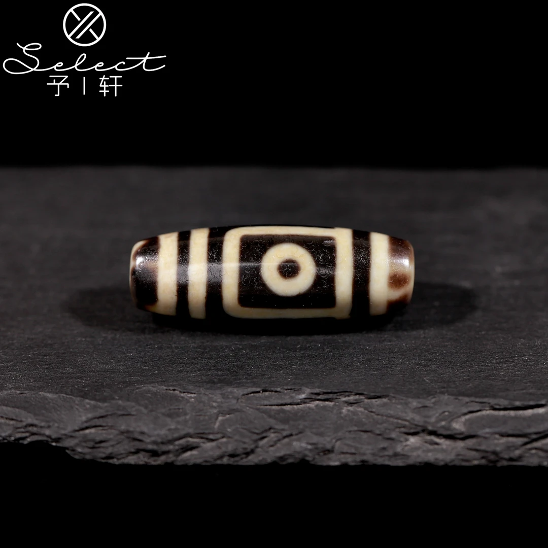 予轩出品；聚缘古法手工钙化台珠全品地门二眼35.9*12.5mm天珠吊坠