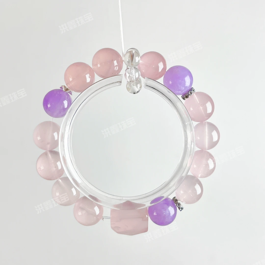 【金浩森】【樱络】天然莫粉✖️薰衣草紫水晶设计款手链女配证书礼盒ZB