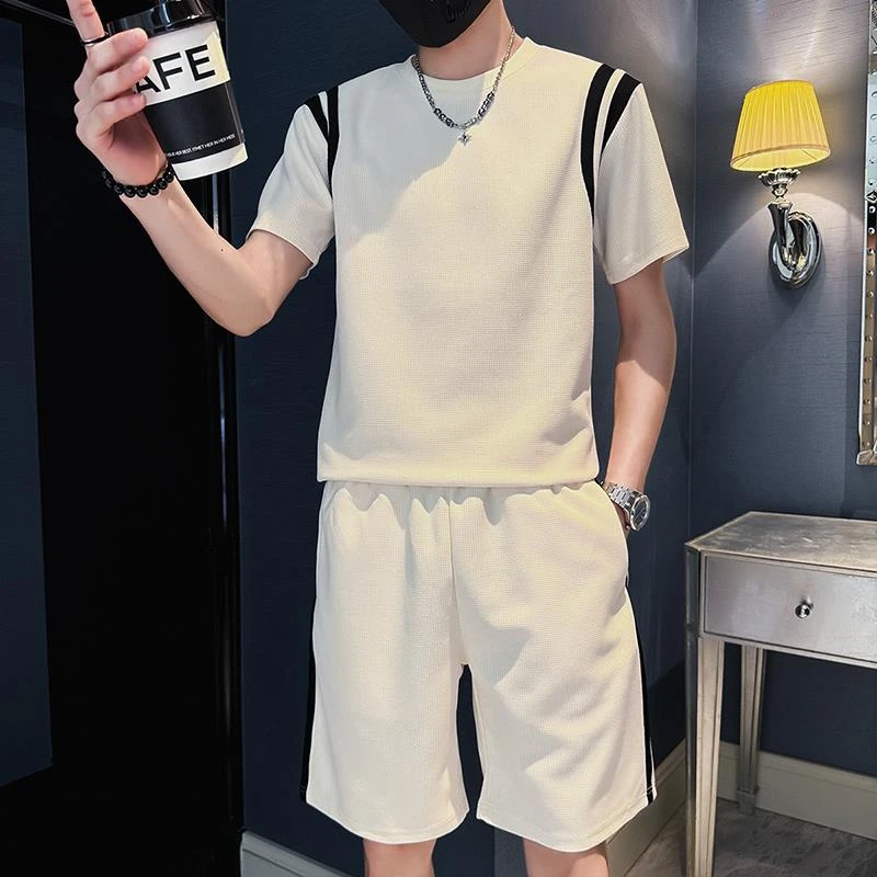 休闲运动套装男夏季2024新款短裤搭配T恤高级感穿搭男装一套帅气