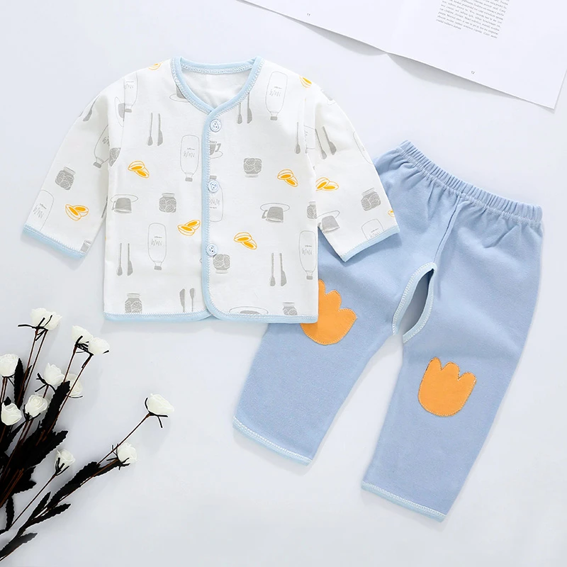 新生婴儿套装纯棉春秋款衣服两件套分体宝宝内衣秋衣裤初生和尚服