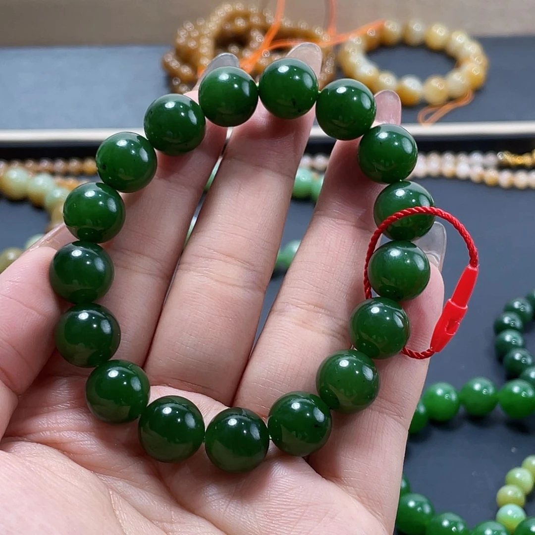 手链未镶嵌和田玉（碧玉）俄辣阳绿 12