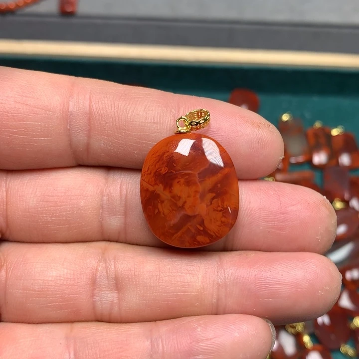 南红玛瑙吊坠(不含链)银S925镶嵌