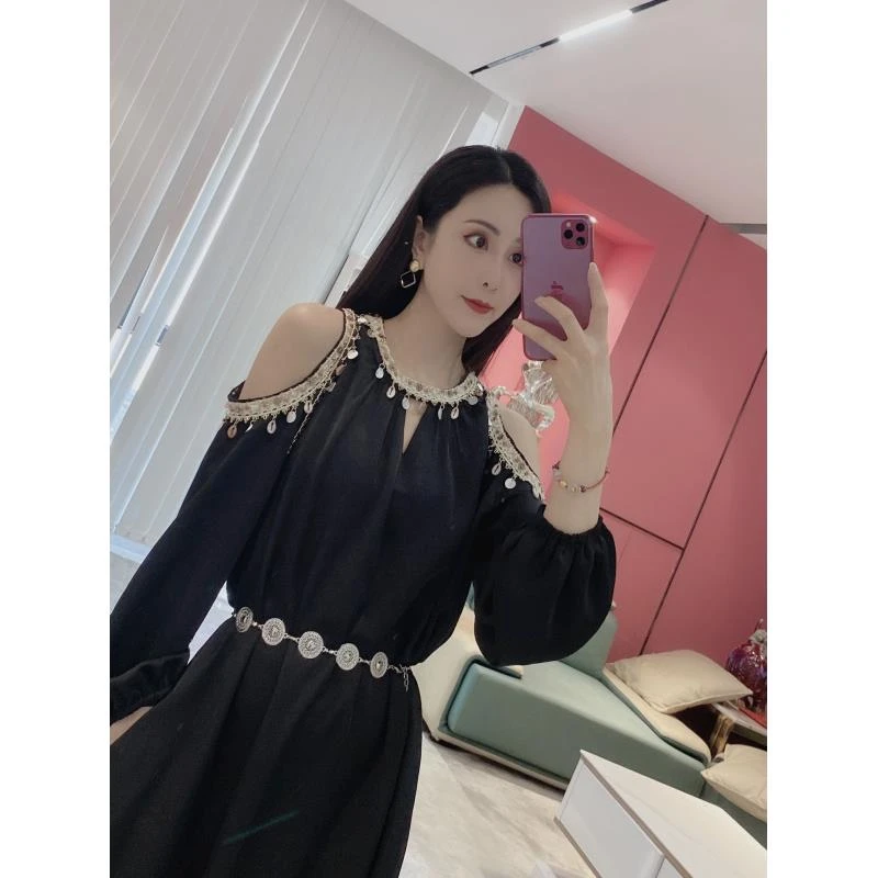 【异域画卷】亮片露肩宽松连衣裙（YL31）5966