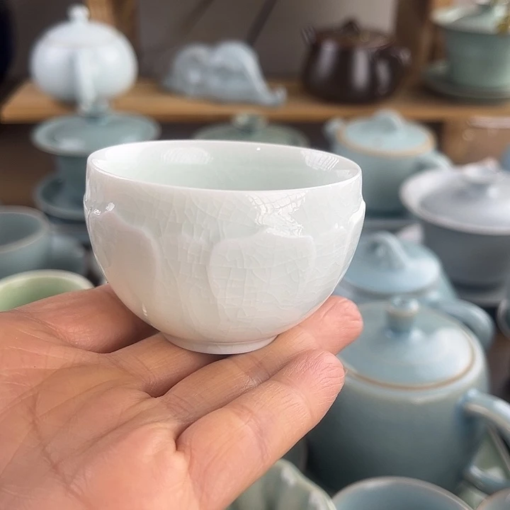 H***H瓷片原矿原产地微瑕玉白客杯