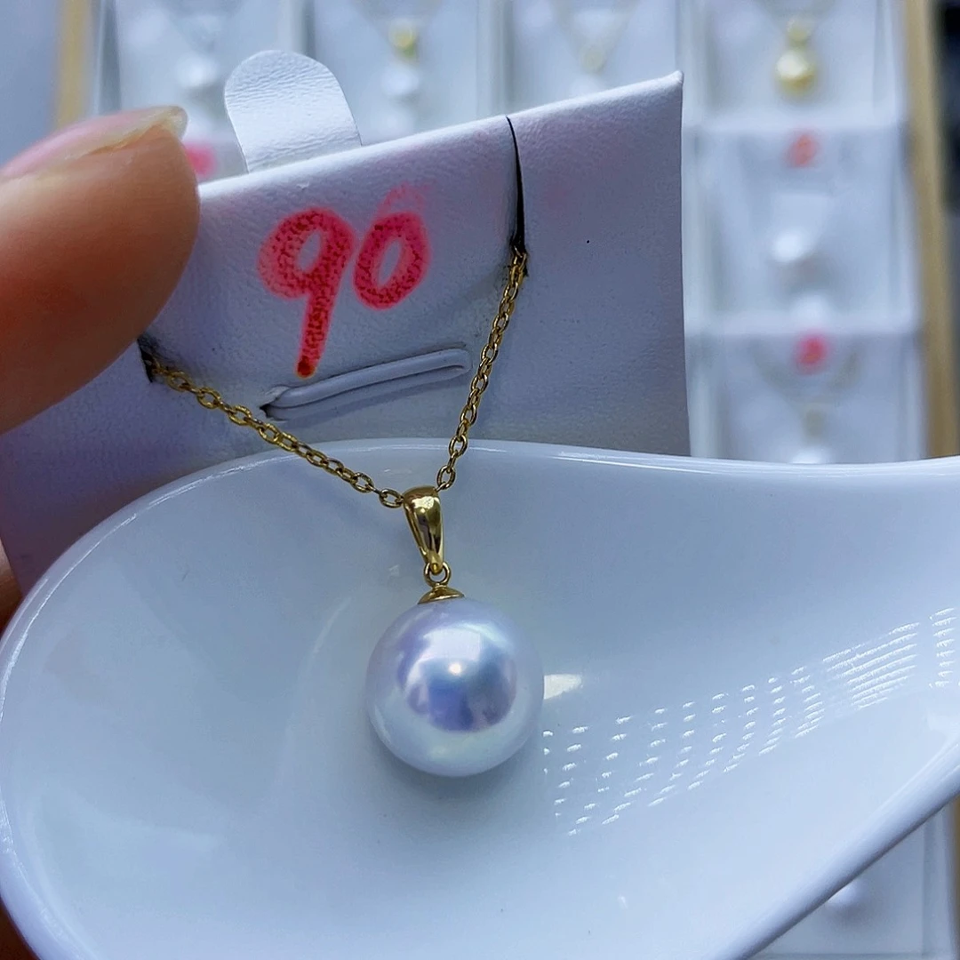 淡水珍珠18K金镶嵌吊坠(不含链)