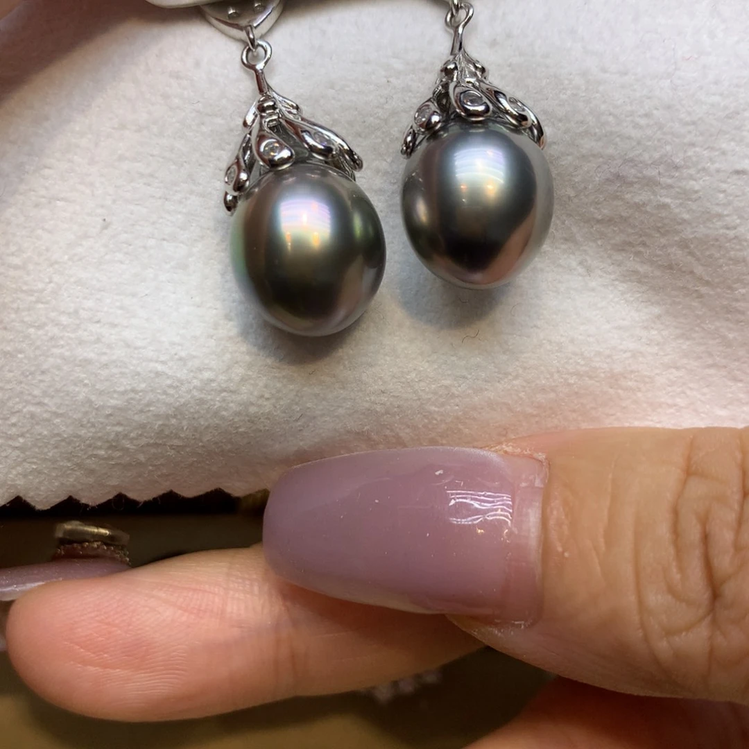 银S925镶嵌耳饰海水珍珠