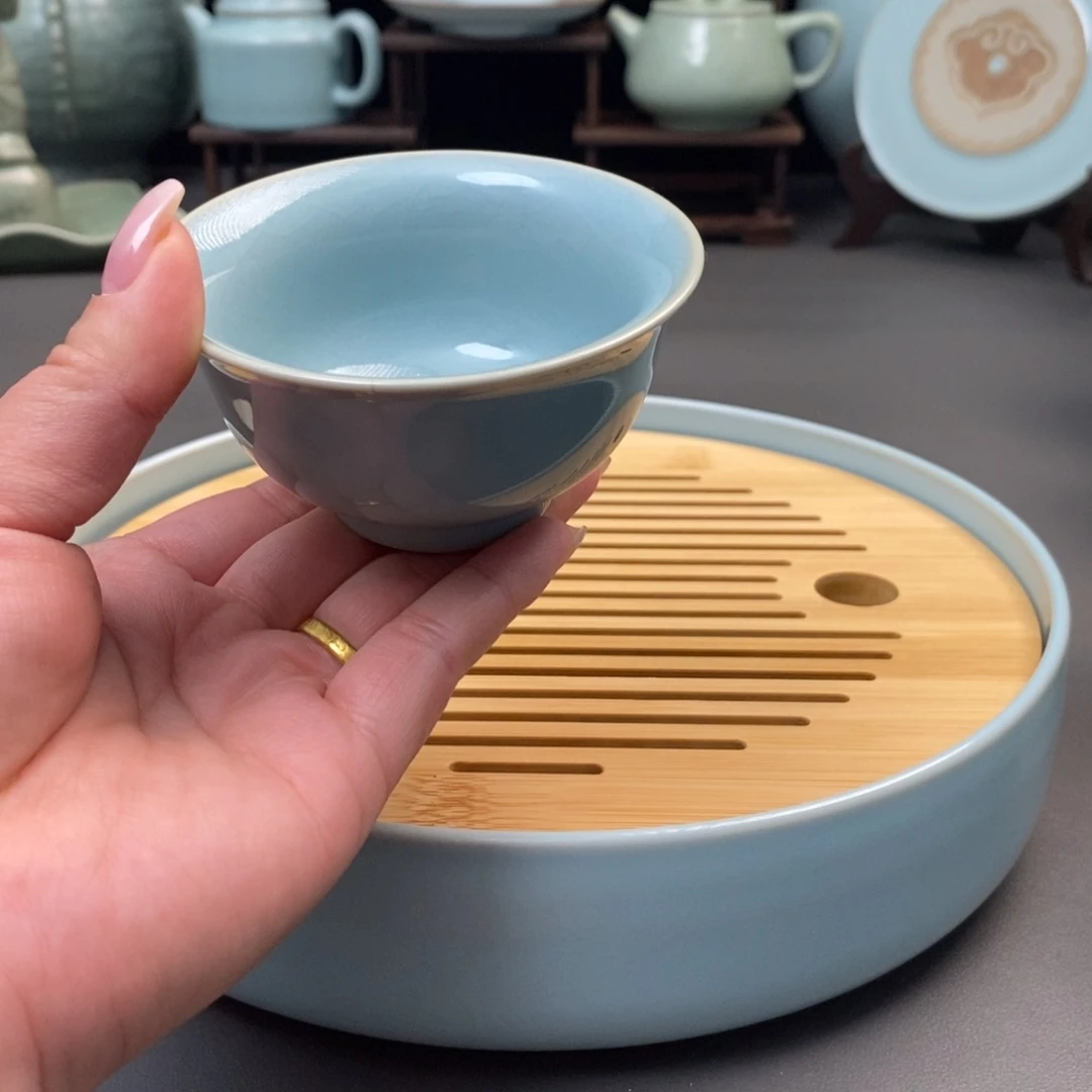 瓷片全手工支钉烧主人杯简包装