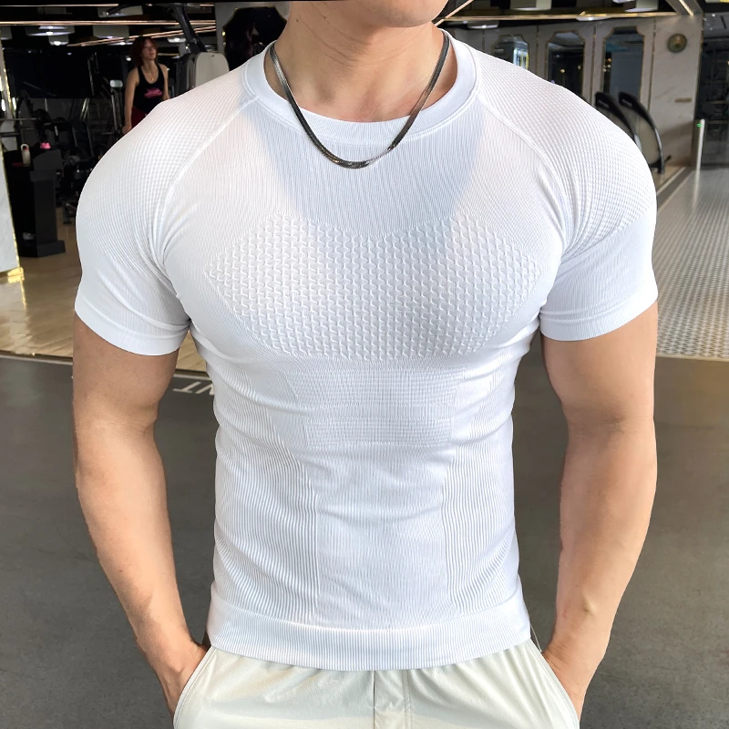 2025夏款男士跑步训练运动健上衣透气短袖t恤男款高弹